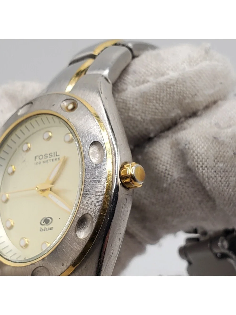 Fossil Blue Watch Women 29mm Two-Tone New Battery